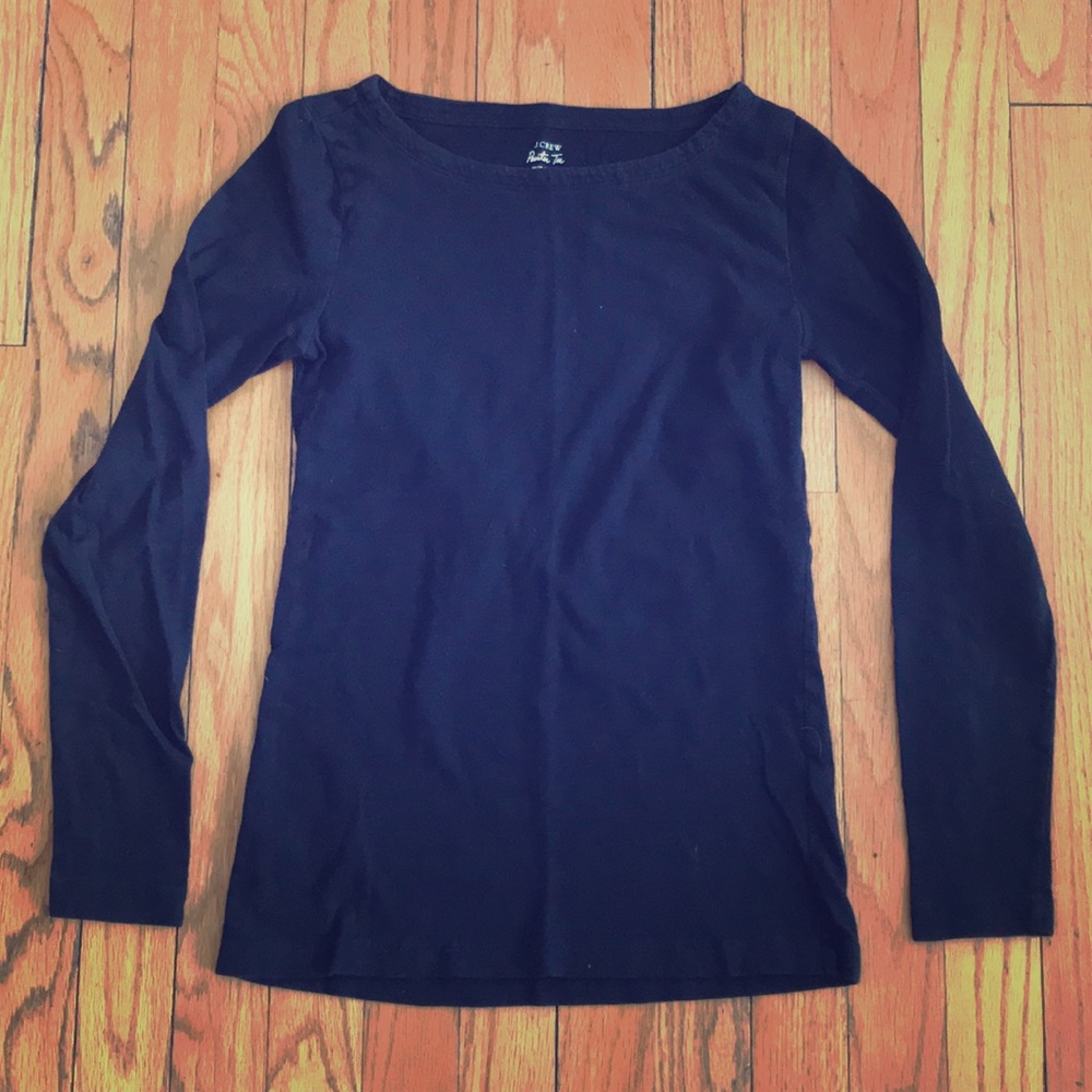 J. Crew dark blue boat neck long sleeve tee!